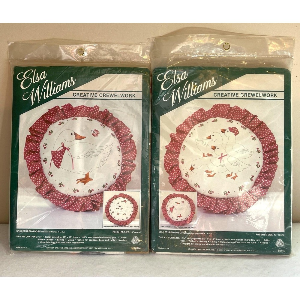 VTG Cottage Core Crewel Embroidery Kits Classic 1980s Country Goose Kitchen Lot